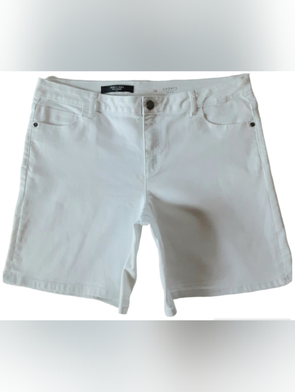 Simply Vera Vera Wang White Mid-Rise Shorts Size:14